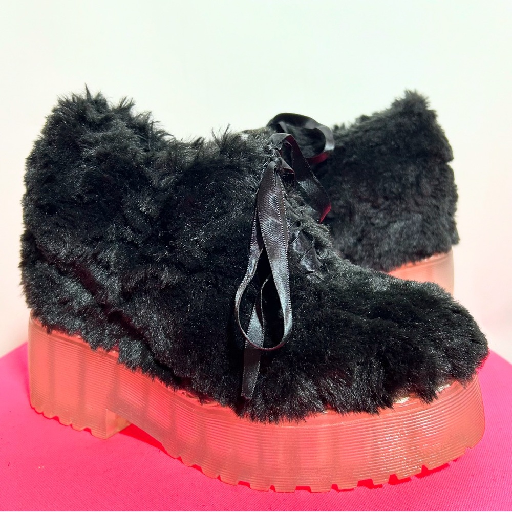 Jeffrey Campbell Fuzzed Fuzzy Fuzz Black Booties … - image 1